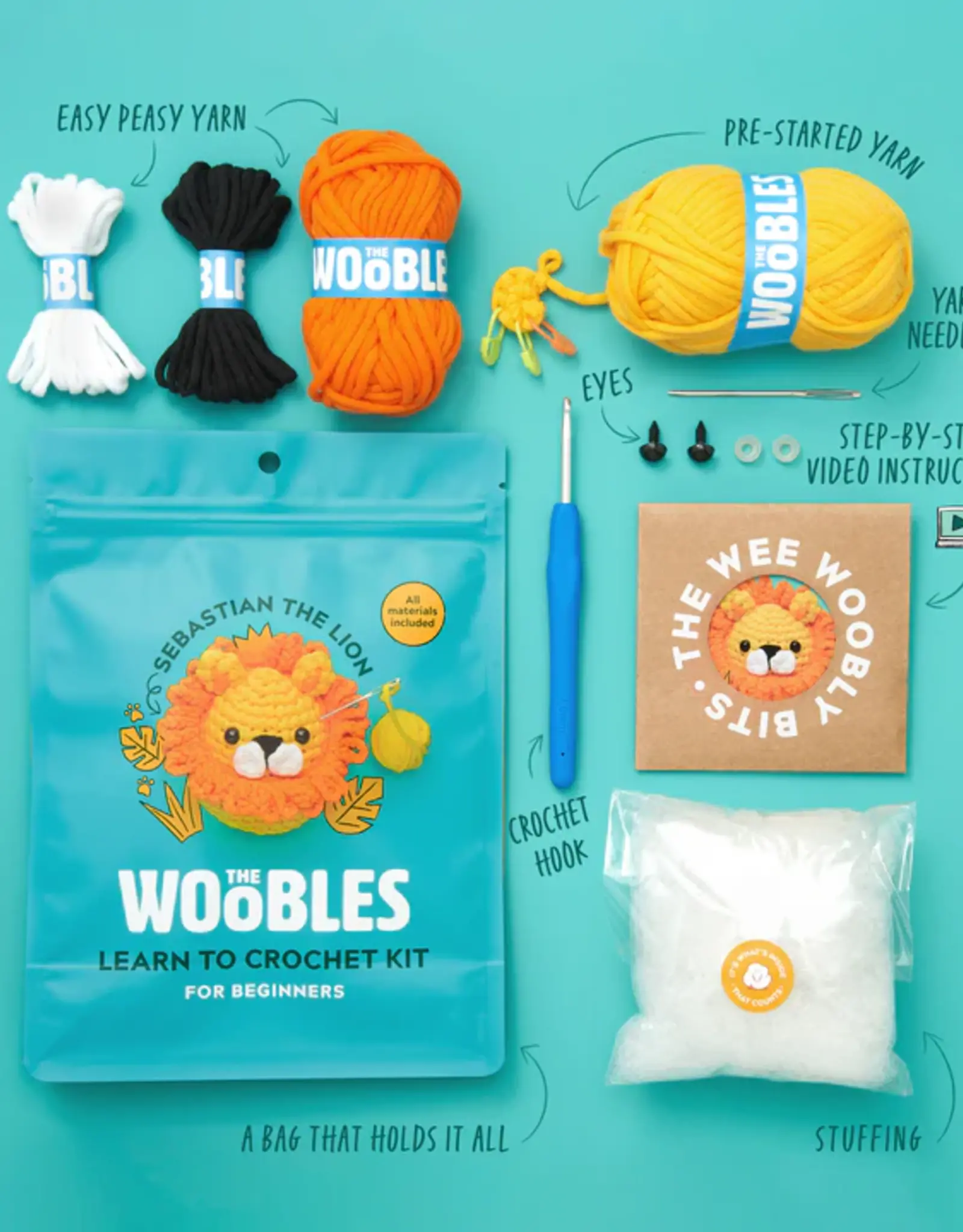 The Woobles Crochet Kit - Sebastian the Lion