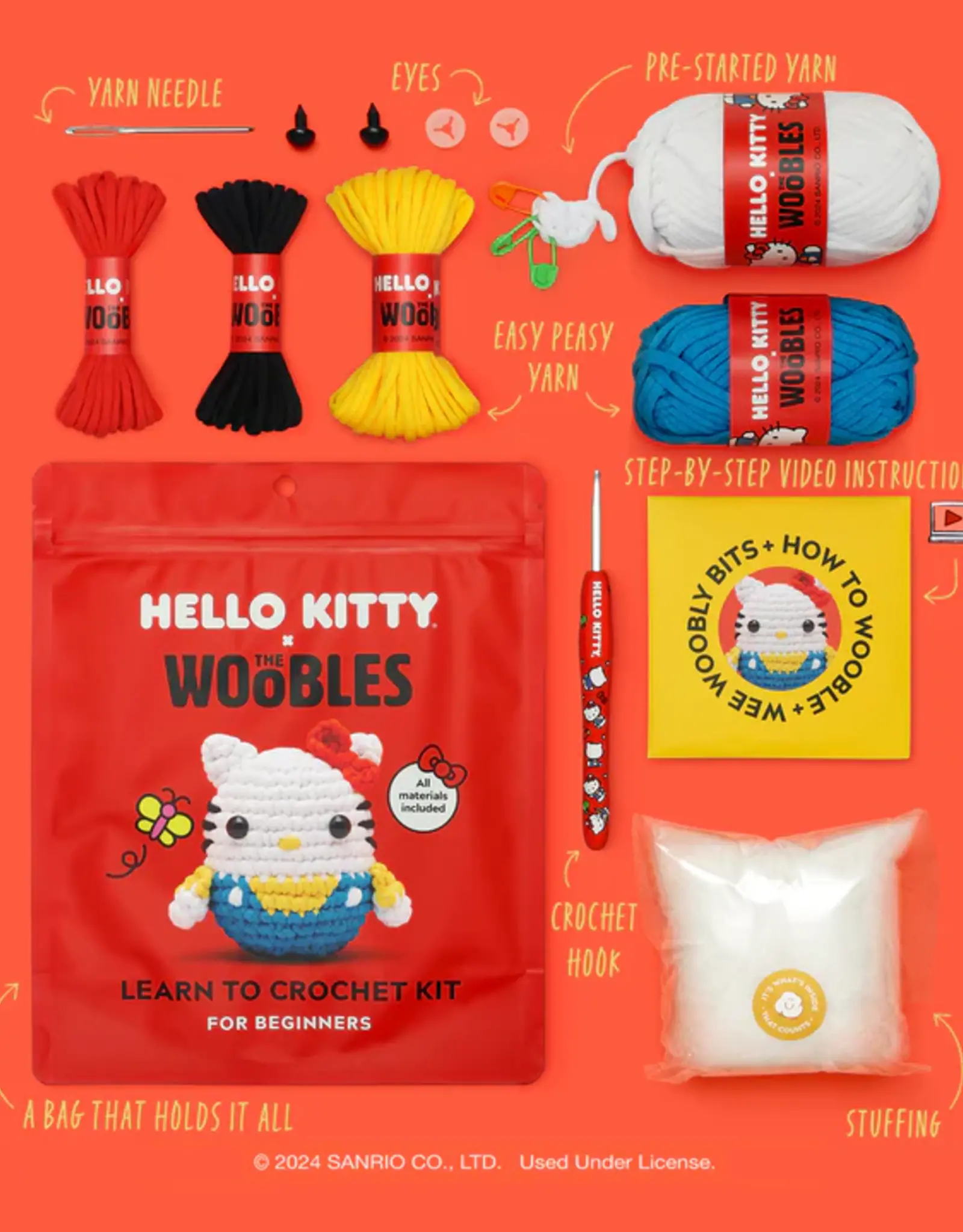 The Woobles Crochet Kit - Hello Kitty