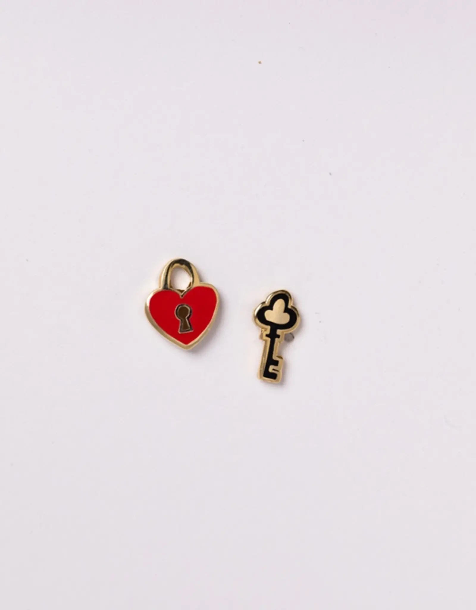 Yellow Owl Workshop Earrings - Stud: Heart Lock and Key