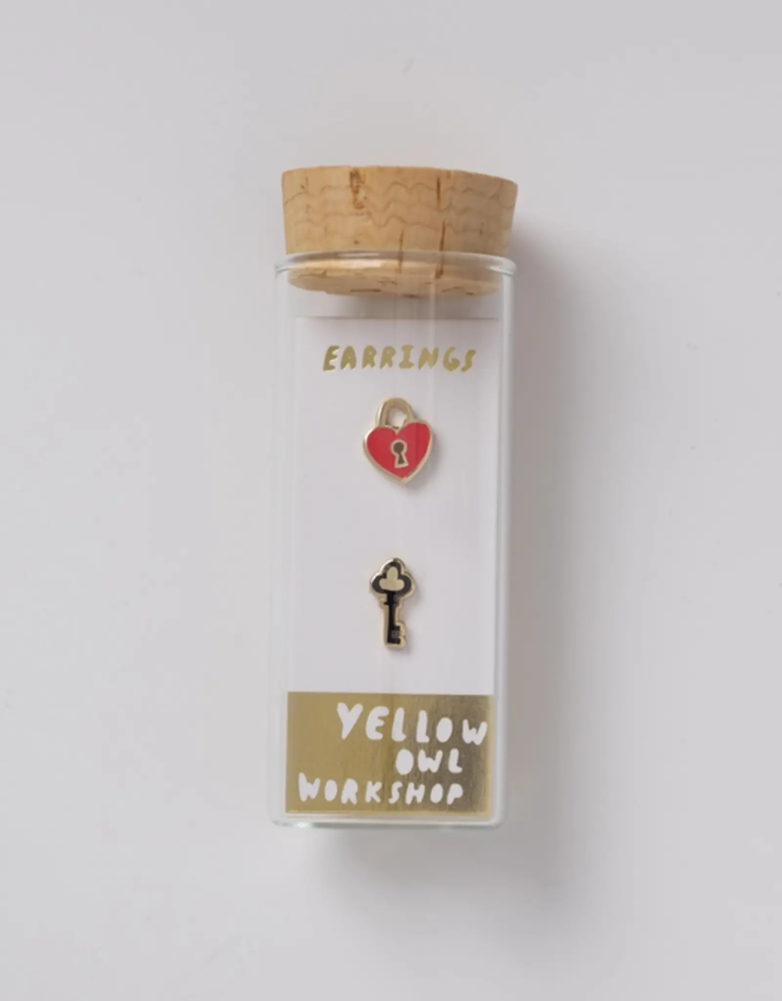 Yellow Owl Workshop Earrings - Stud: Heart Lock and Key