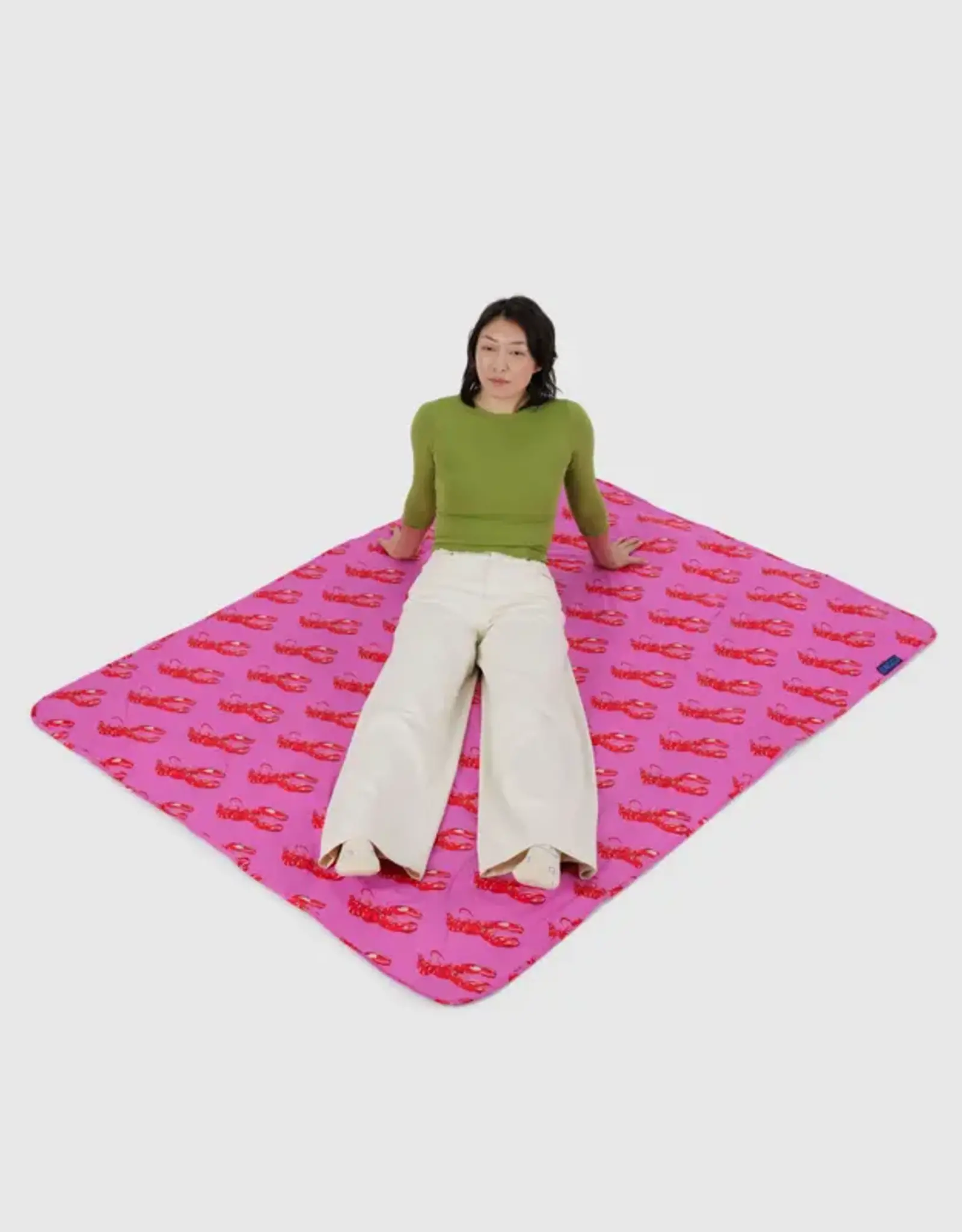 BAGGU Puffy Picnic Blanket - Pink Lobster