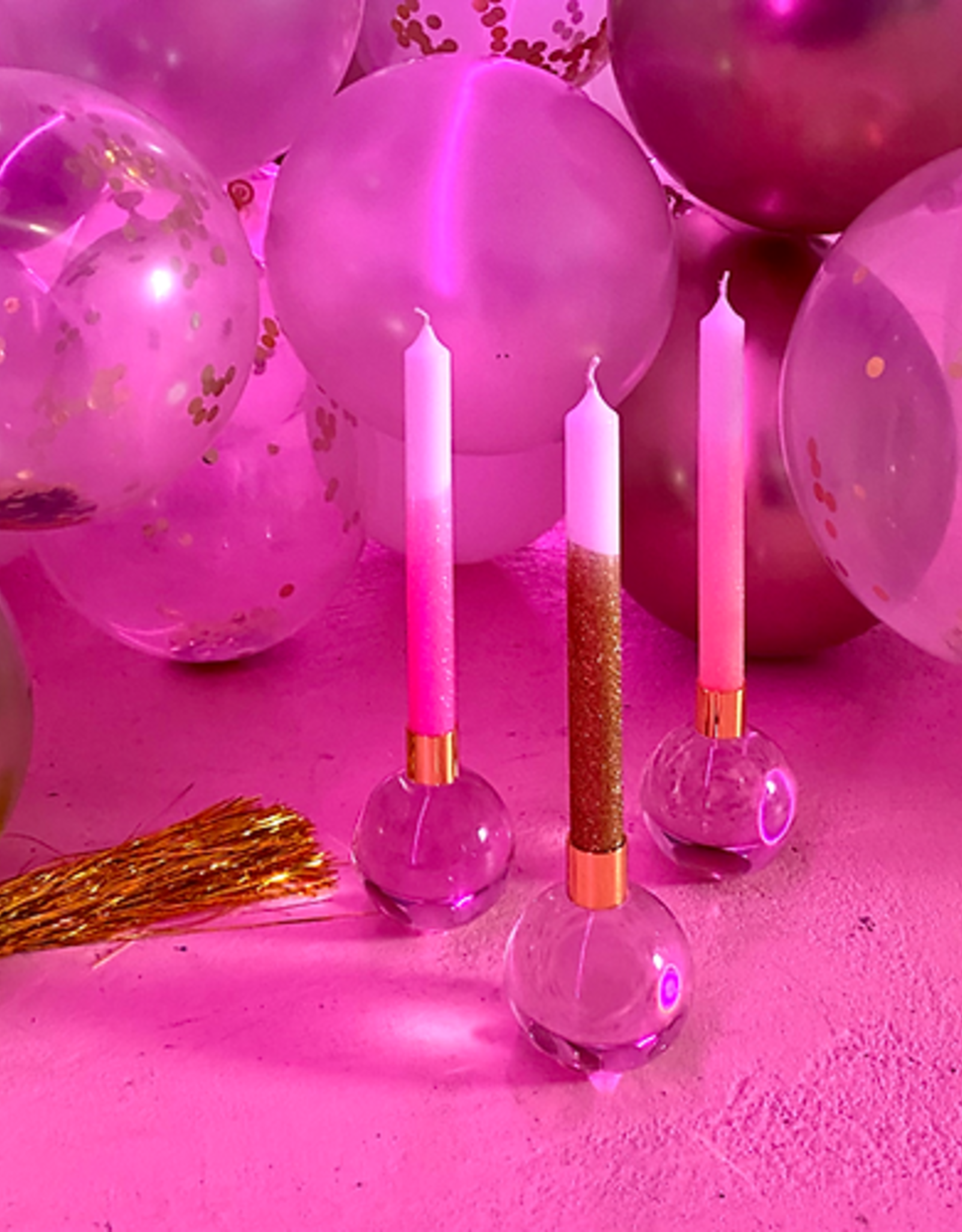 Pink Stories Taper Candles - Set of 3: Glitter Diamonds in the Sky