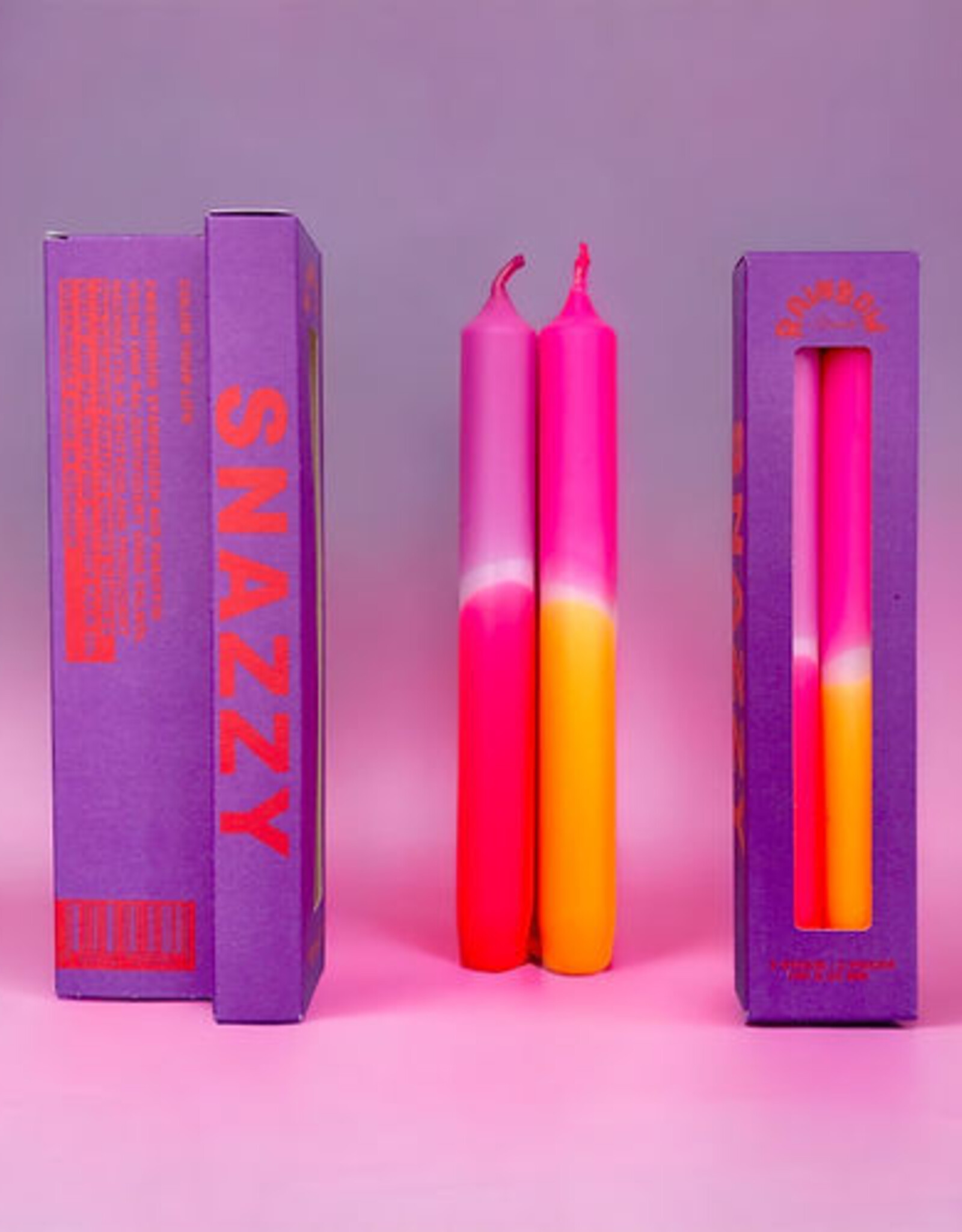 Pink Stories Taper Candles - Set of 2: Dip Dye Snazzy
