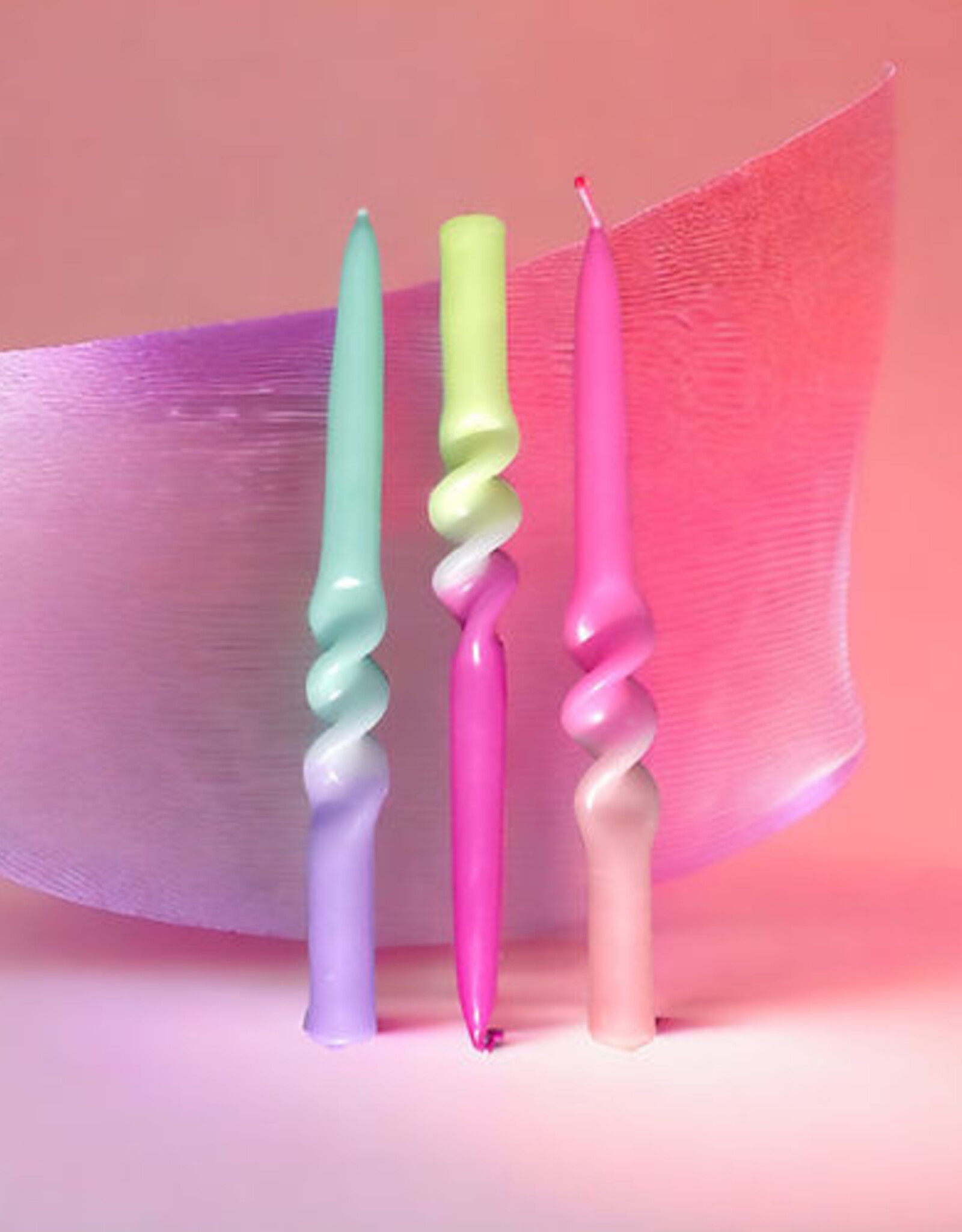 Pink Stories Taper Candle - Set of 3: Dip Dye Swirl Yummy Dragonfruit