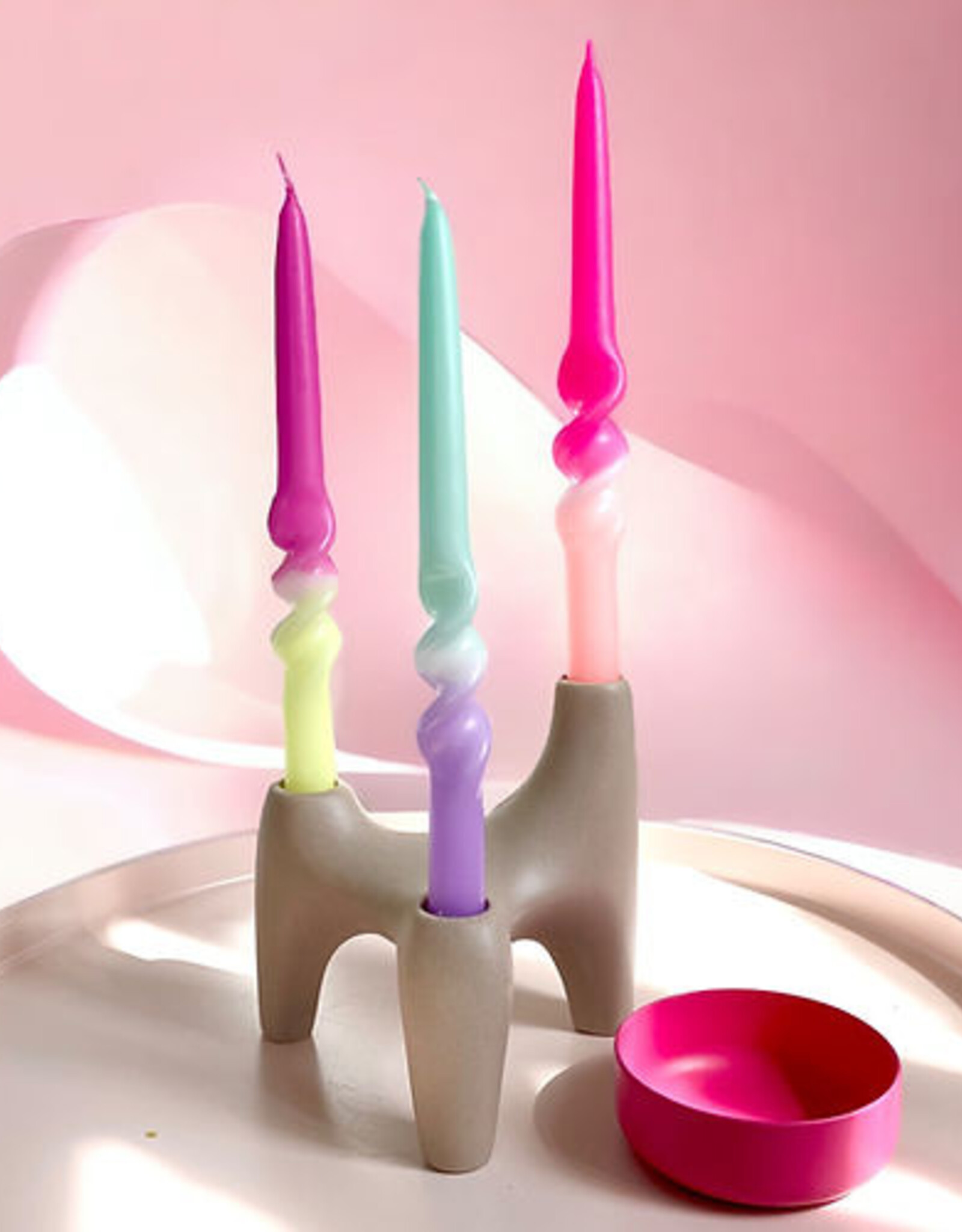 Pink Stories Taper Candle - Set of 3: Dip Dye Swirl Yummy Dragonfruit