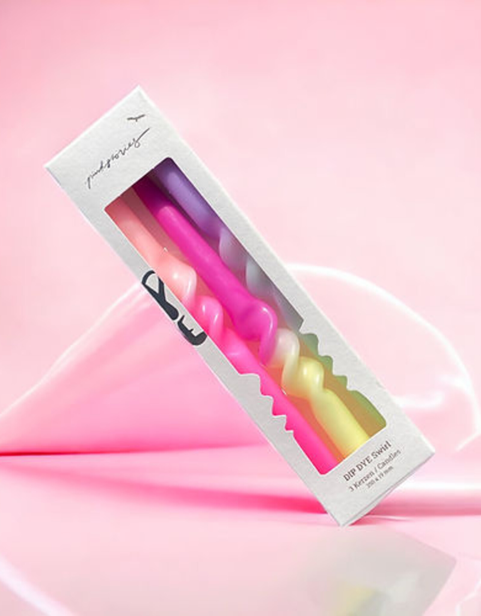 Pink Stories Taper Candle - Set of 3: Dip Dye Swirl Yummy Dragonfruit
