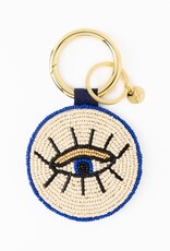 Ink + Alloy Bag Charm Keyring - Beaded Evil Eye/Heart
