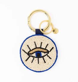 Ink + Alloy Bag Charm Keyring - Beaded Evil Eye/Heart