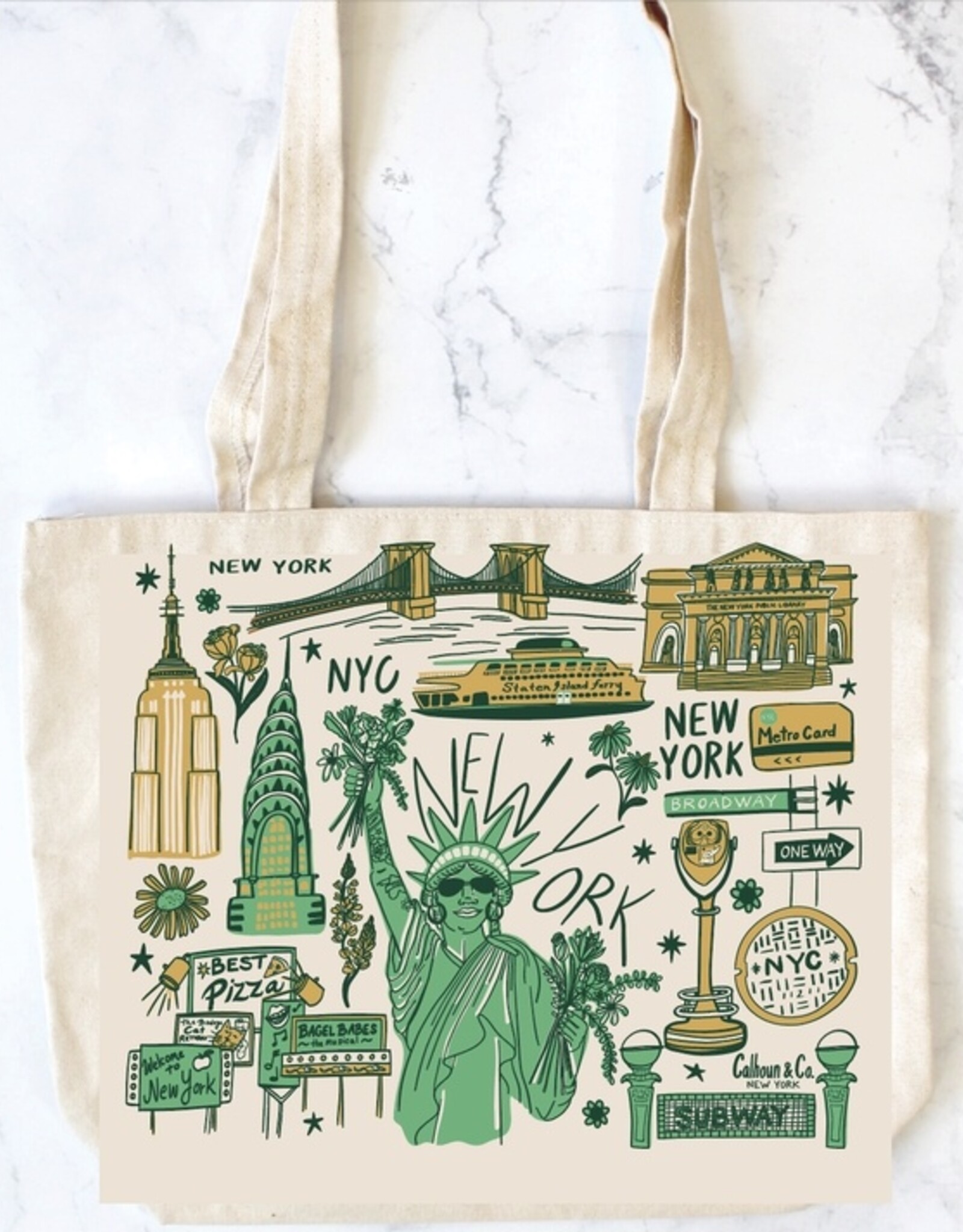 Calhoun & Co Tote - Canvas Zipper: New York City Lady Liberty