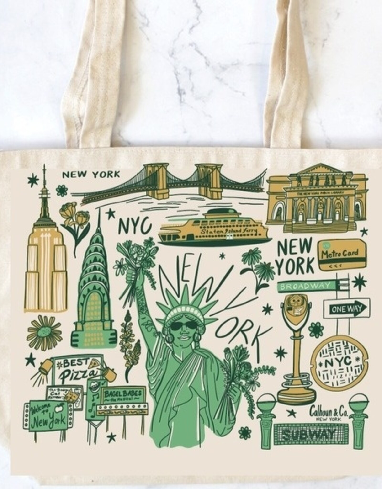 Calhoun & Co Tote - Canvas Zipper: New York City Lady Liberty
