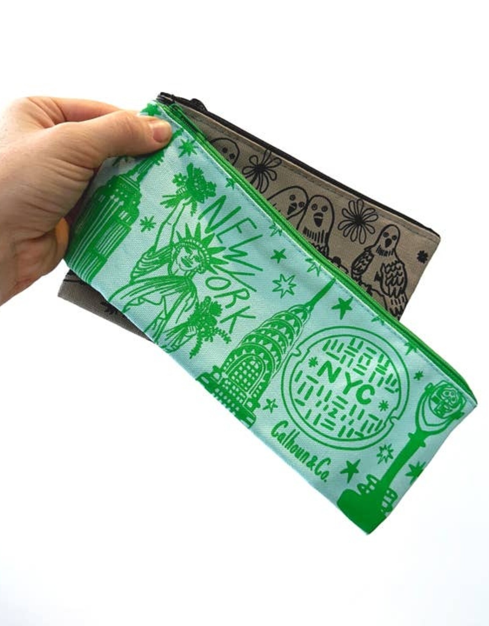 Calhoun & Co Zipper Pouch - New York City Sites Blue Green