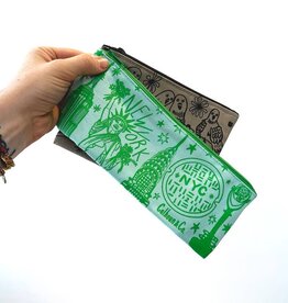 Calhoun & Co Zipper Pouch - New York City Sites Blue Green