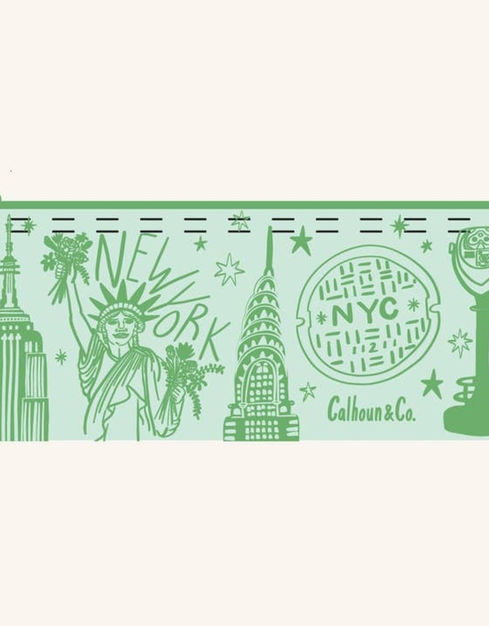 Calhoun & Co Zipper Pouch - New York City Sites Blue Green