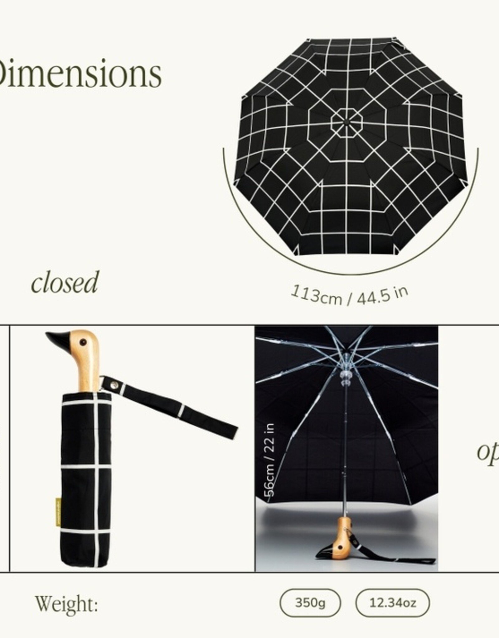 Original Duckhead USA Umbrella - Duckhead: Black Grid