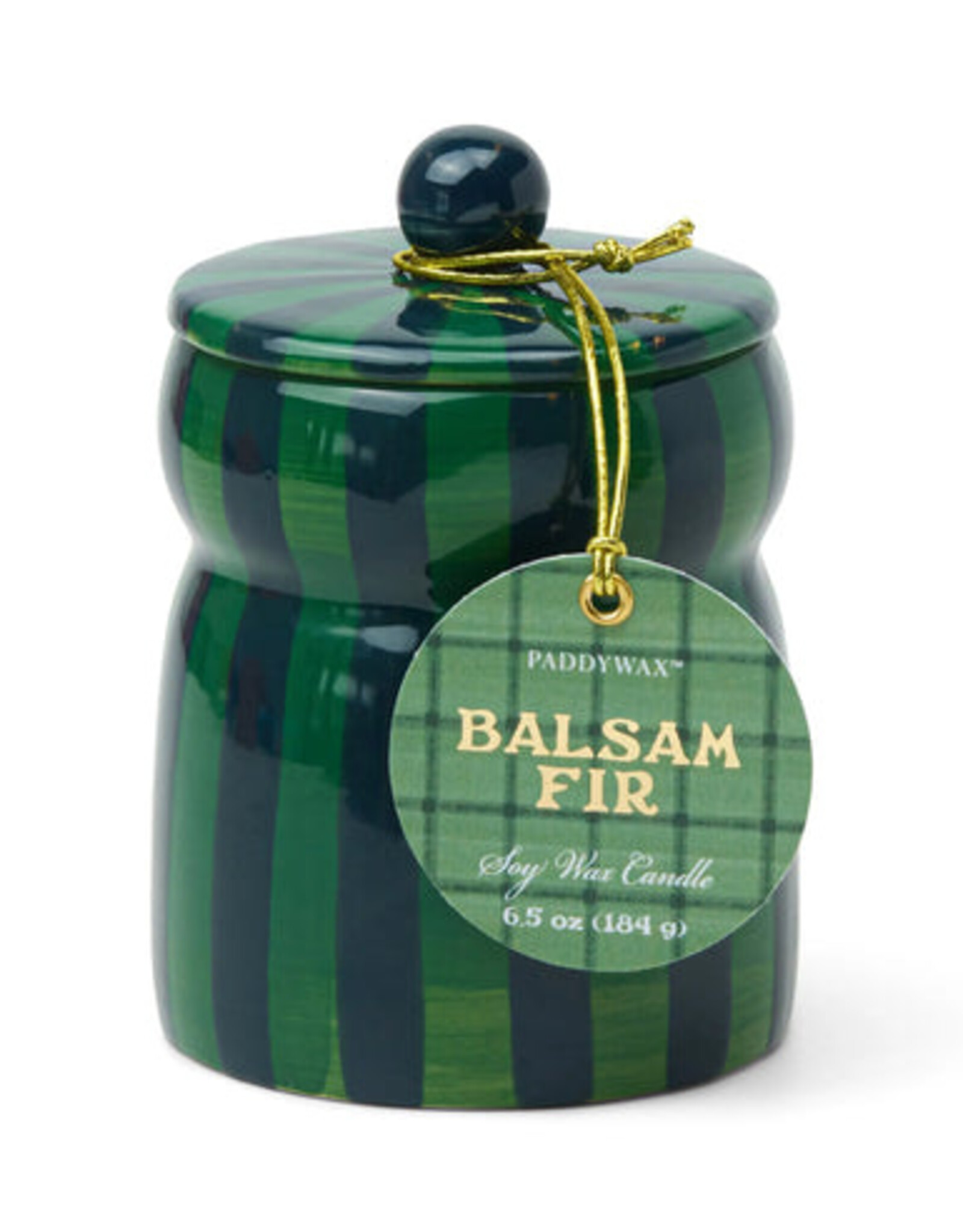Paddywax Candle - Cabana Stripe: Green/Navy Balsam Fir