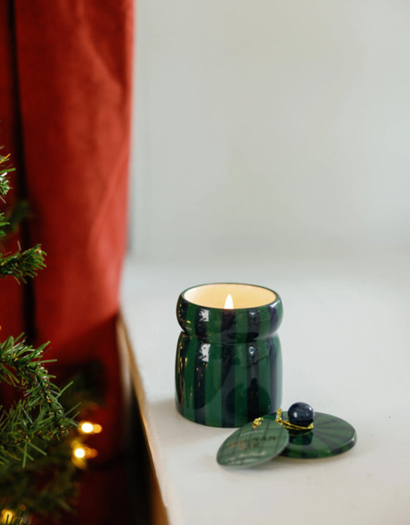 Paddywax Candle - Cabana Stripe: Green/Navy Balsam Fir