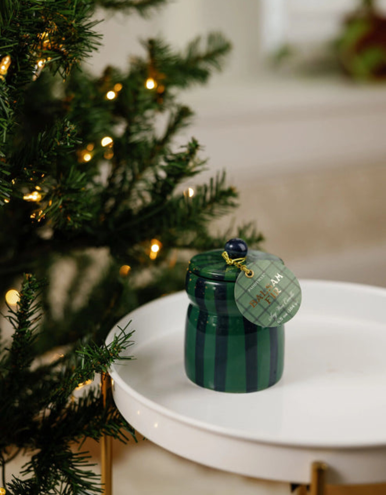 Paddywax Candle - Cabana Stripe: Green/Navy Balsam Fir