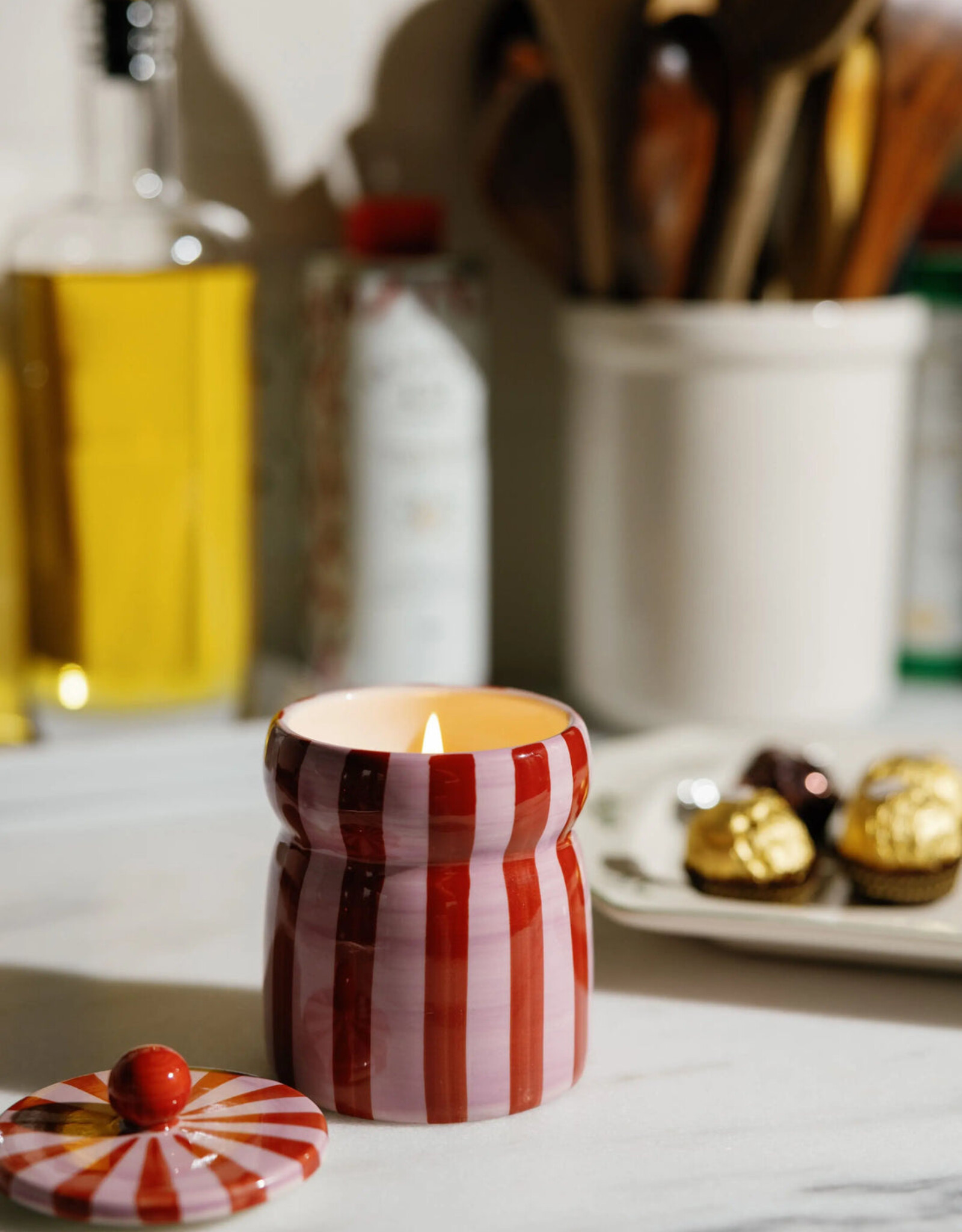 Paddywax Candle - Cabana Stripe: Red/Pink Peppermint