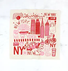 Calhoun & Co Tea Towel - New York Big Apple Pink & Red