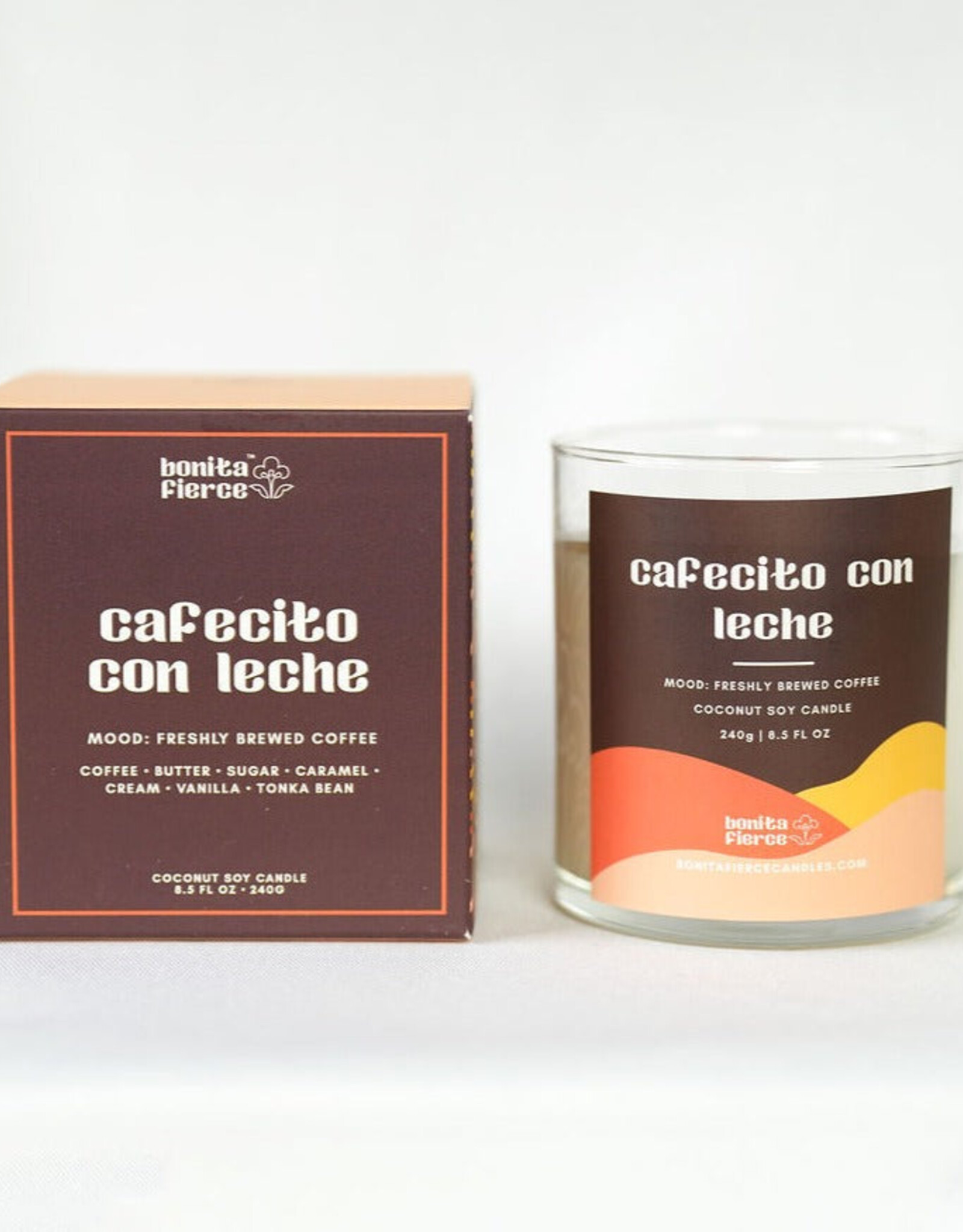 Bonita Fierce Candles Candle - Boxed:  Cafecito Con Leche