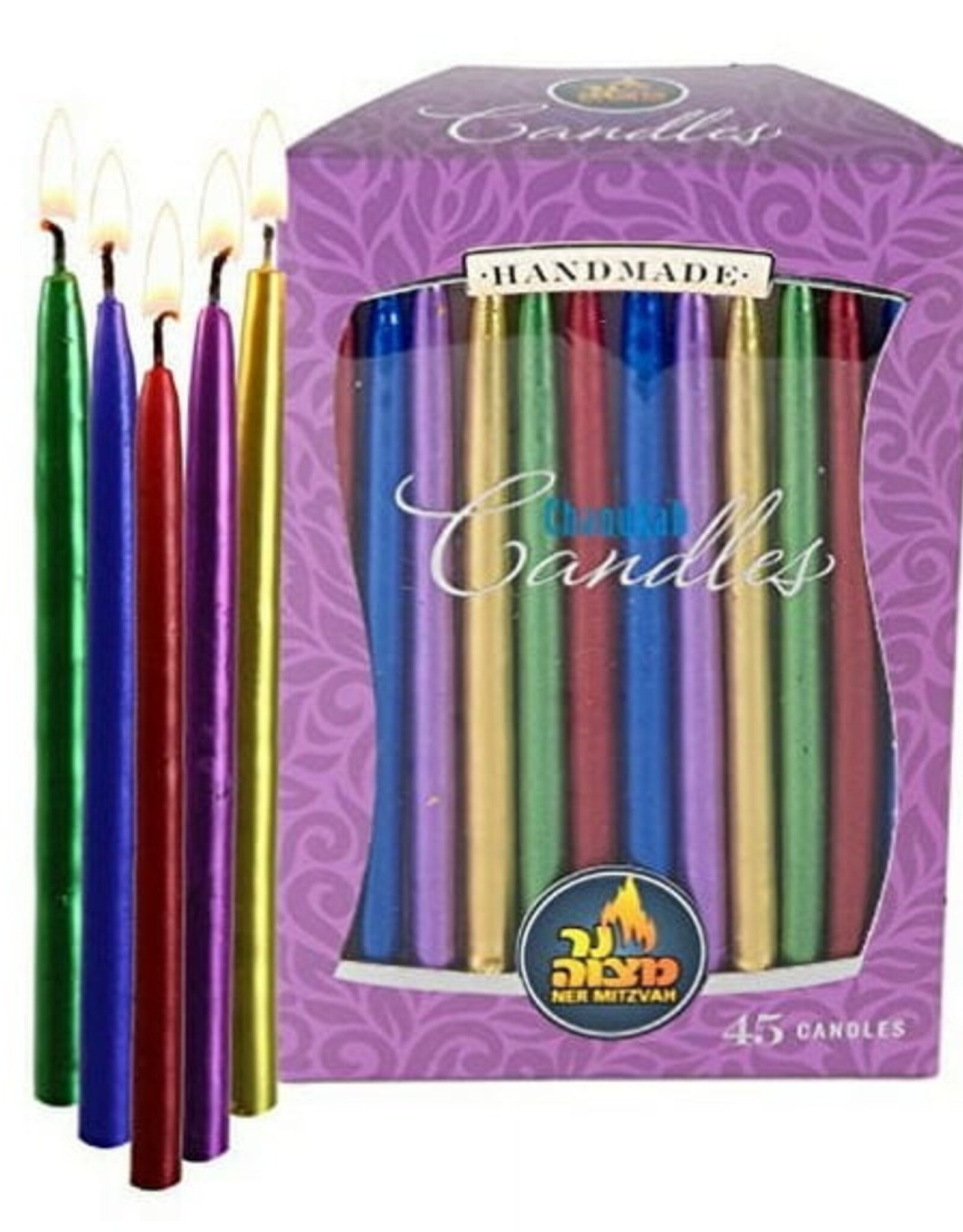 Ner Mitzvah Chanukah Candles - Metallic Multi Color