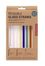 Kikkerland Reusable Glass Straws - Colorful