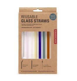 Kikkerland Reusable Glass Straws - Colorful