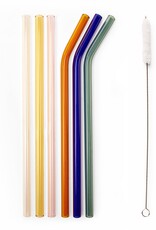Kikkerland Reusable Glass Straws - Colorful