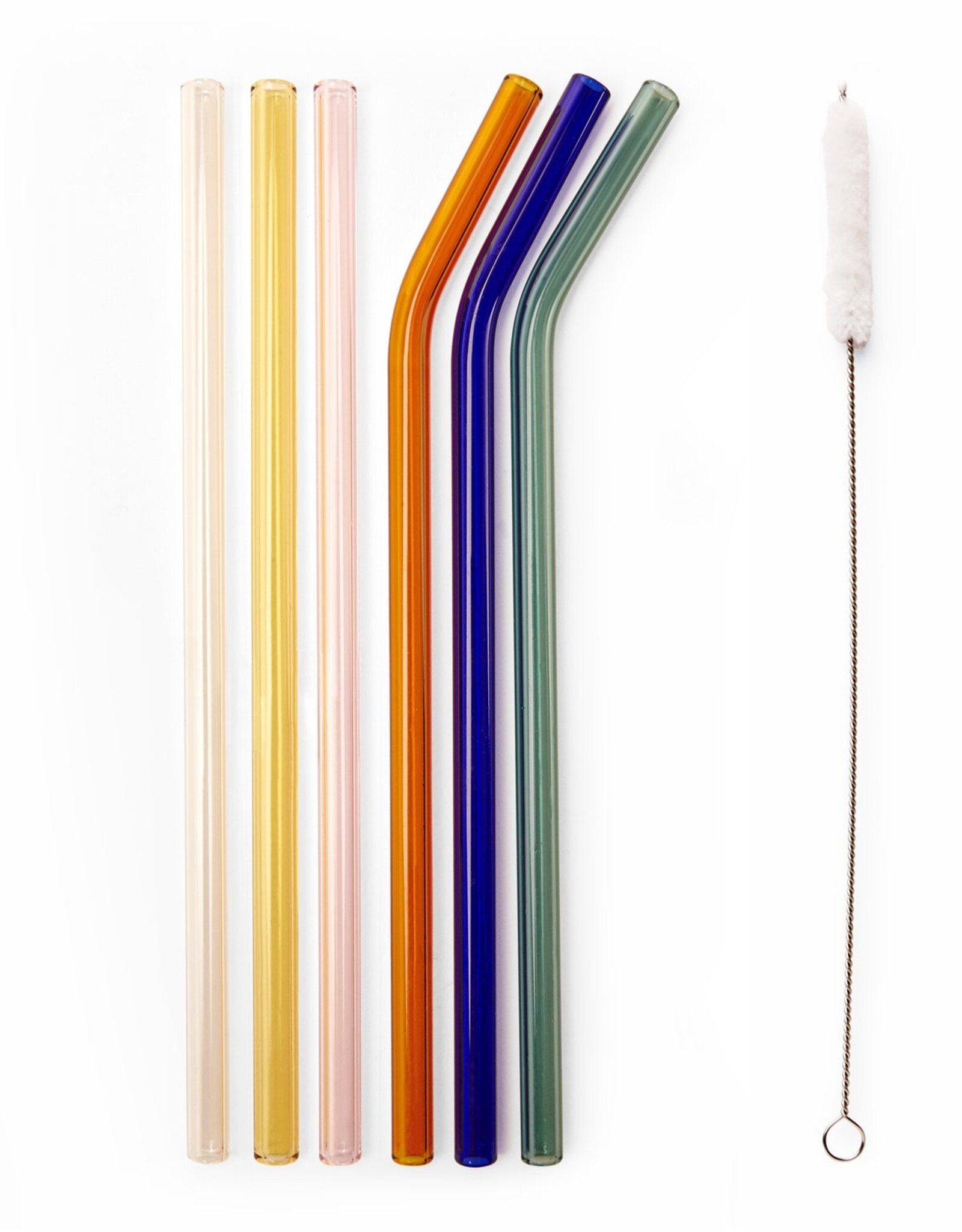 Kikkerland Reusable Glass Straws - Colorful