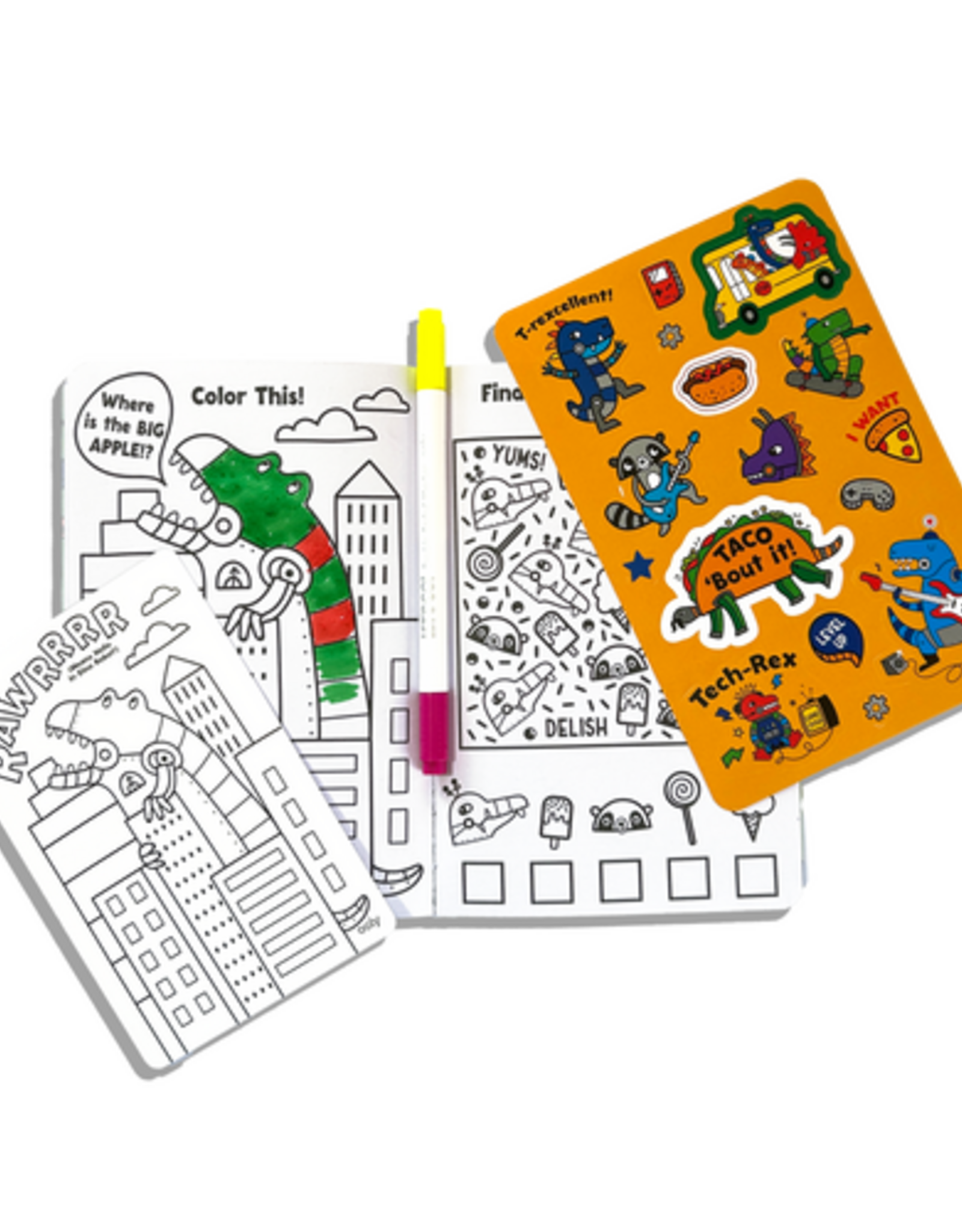 Ooly DBA International Arrivals Activity & Coloring Kit - Let's Go! Robo Dinos