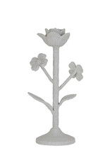 Creative Co-Op Candle Holder - White Flowers Cast Iron