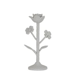 Creative Co-Op Candle Holder - White Flowers Cast Iron