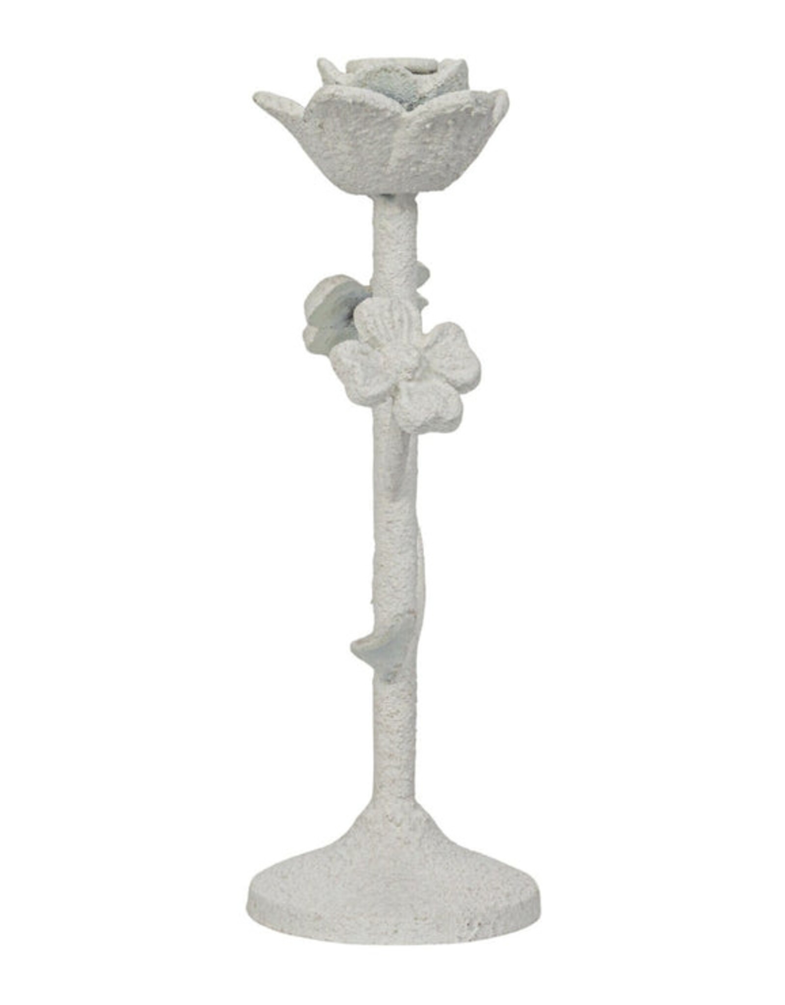 Creative Co-Op Candle Holder - White Flowers Cast Iron