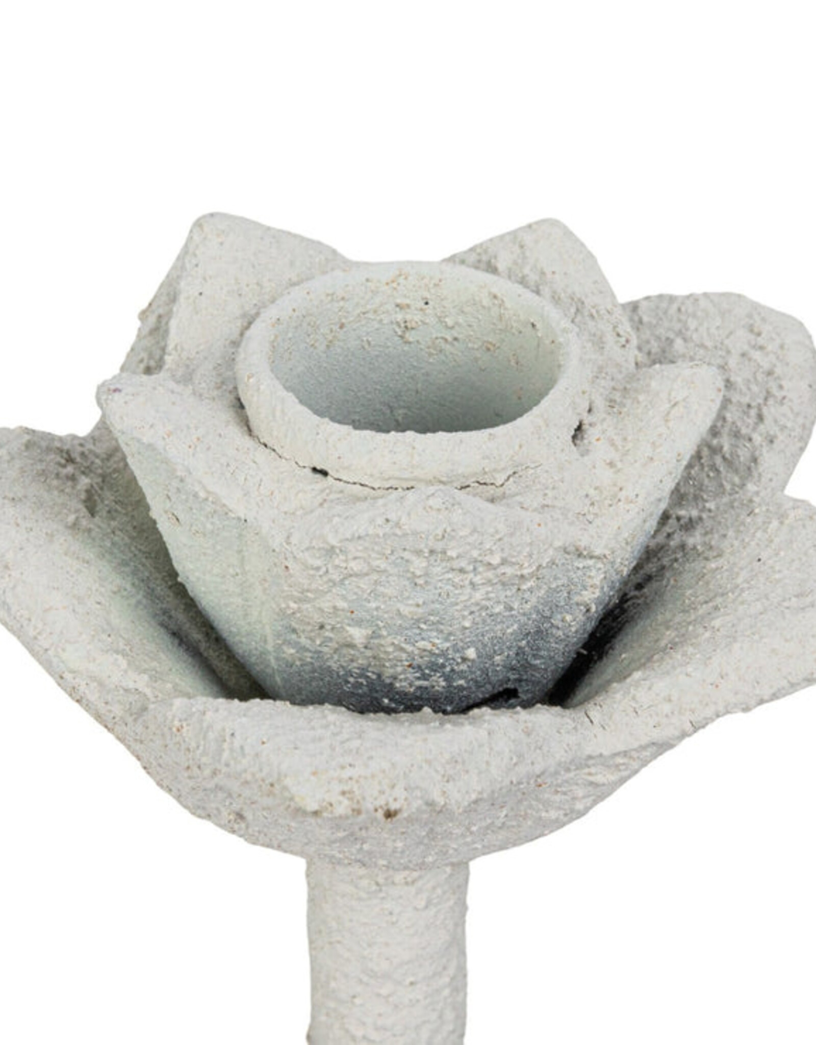 Creative Co-Op Candle Holder - White Flowers Cast Iron
