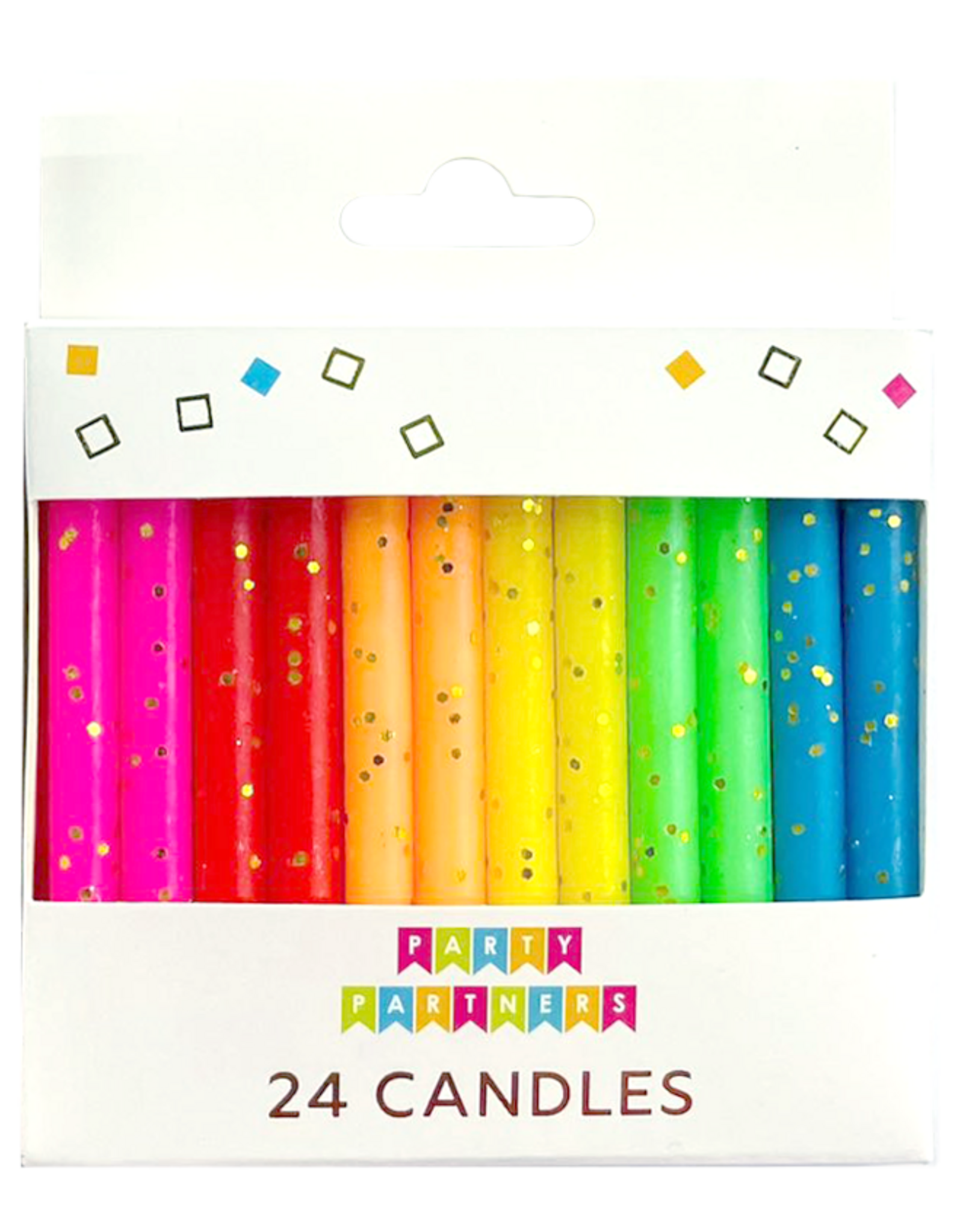 Party Partners Birthday Candles - Rainbow with Gold Glitter