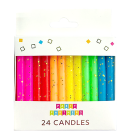 Party Partners Birthday Candles - Rainbow with Gold Glitter