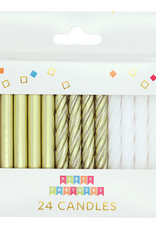 Party Partners Birthday Candles - Gold Metallic & White 24