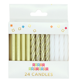 Party Partners Birthday Candles - Gold Metallic & White 24