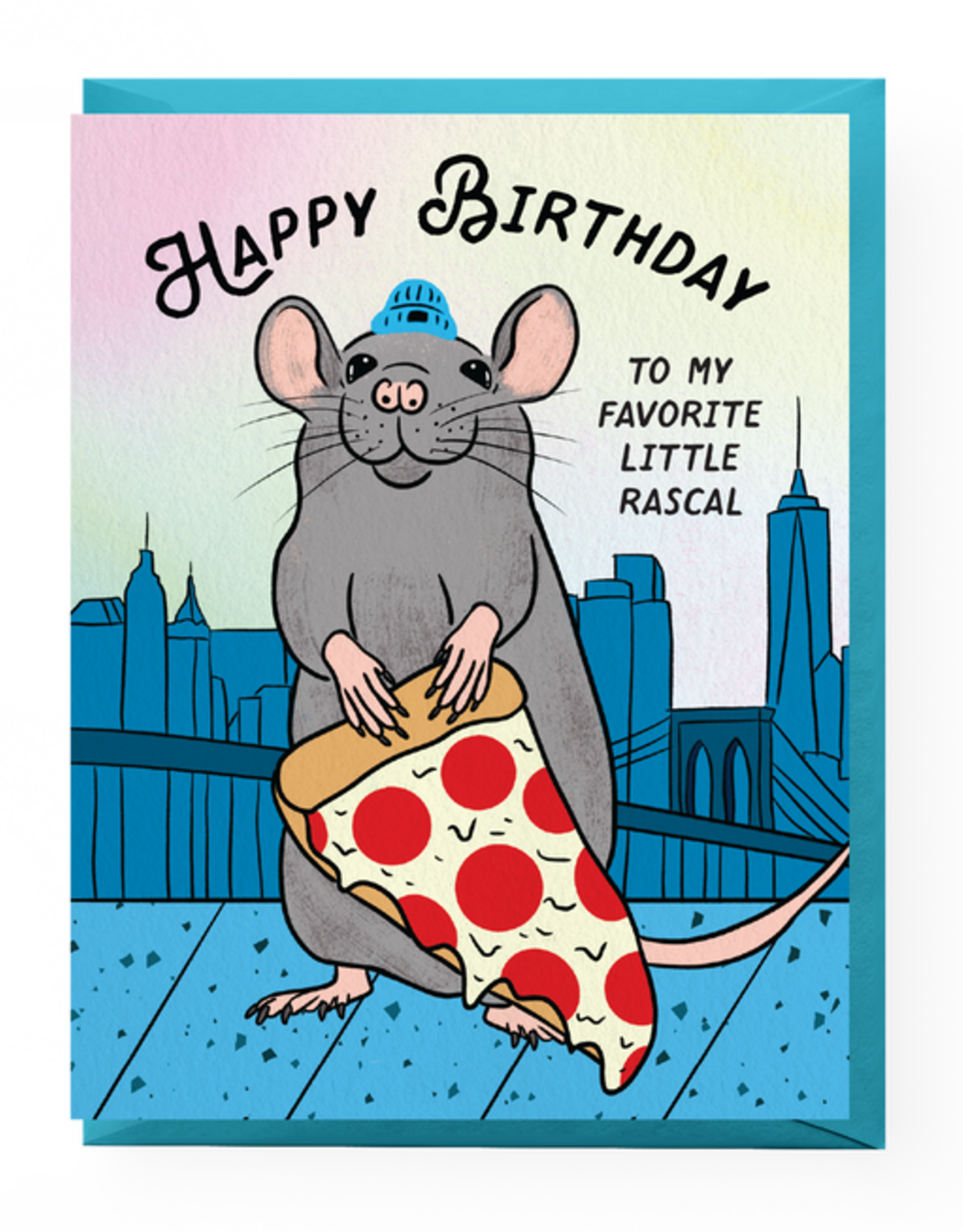 Boss Dotty Card - Birthday: Little Rascal Pizza Rat
