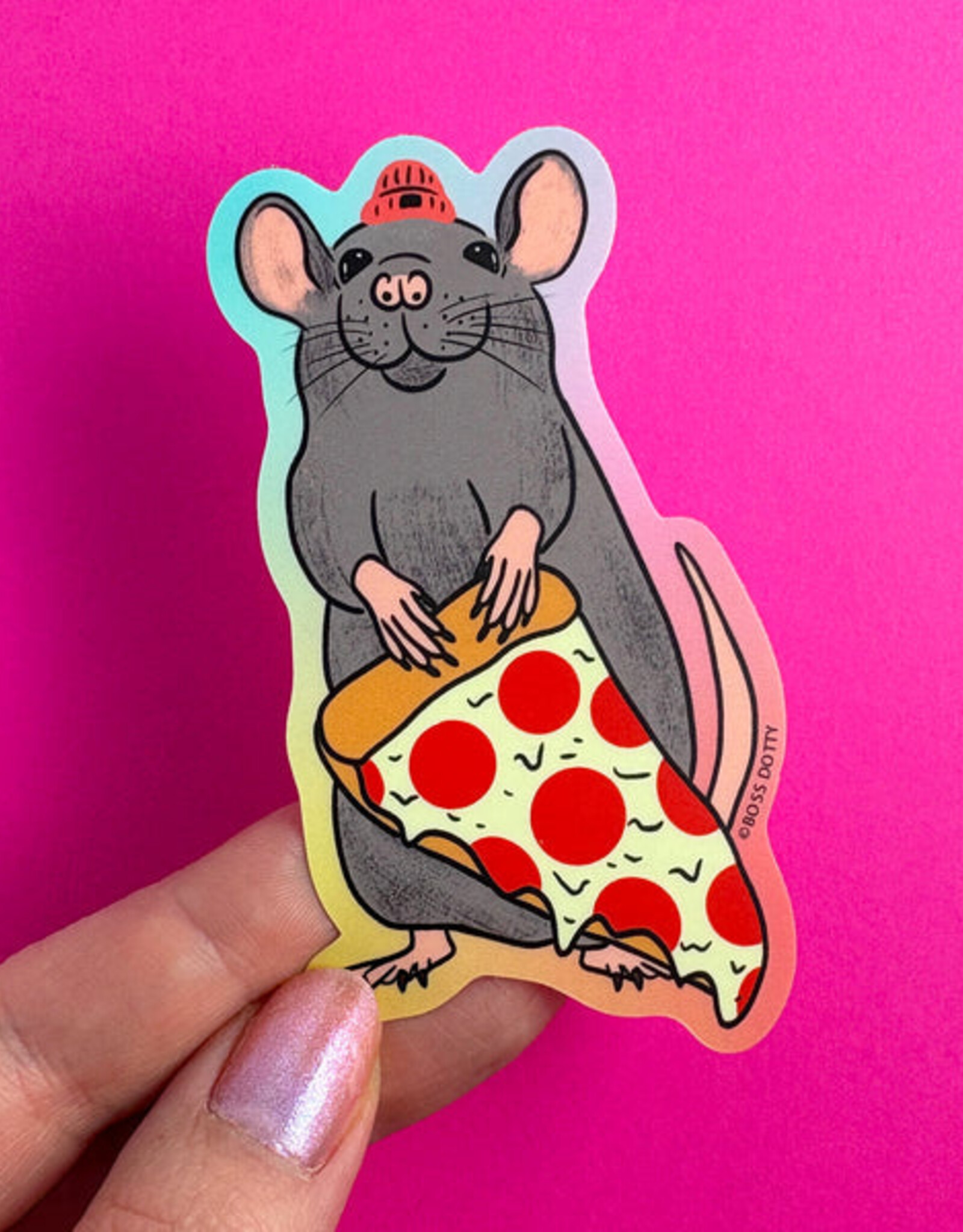 Boss Dotty Sticker - Pizza Rat w/ Hat