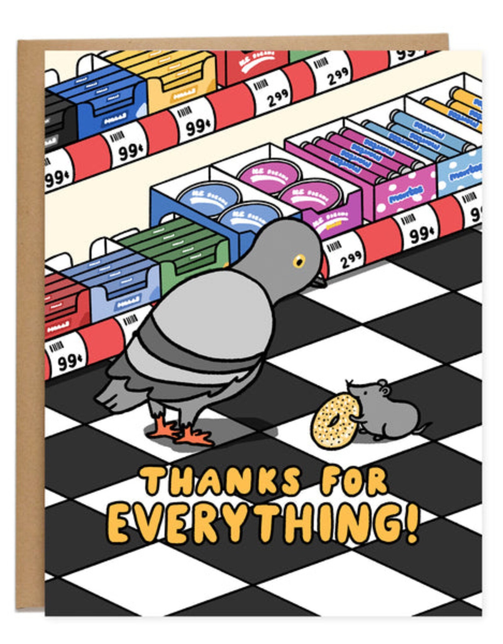 Tiffbits Card - Thank You: Thanks For Everything Pigeon & Rat NYC
