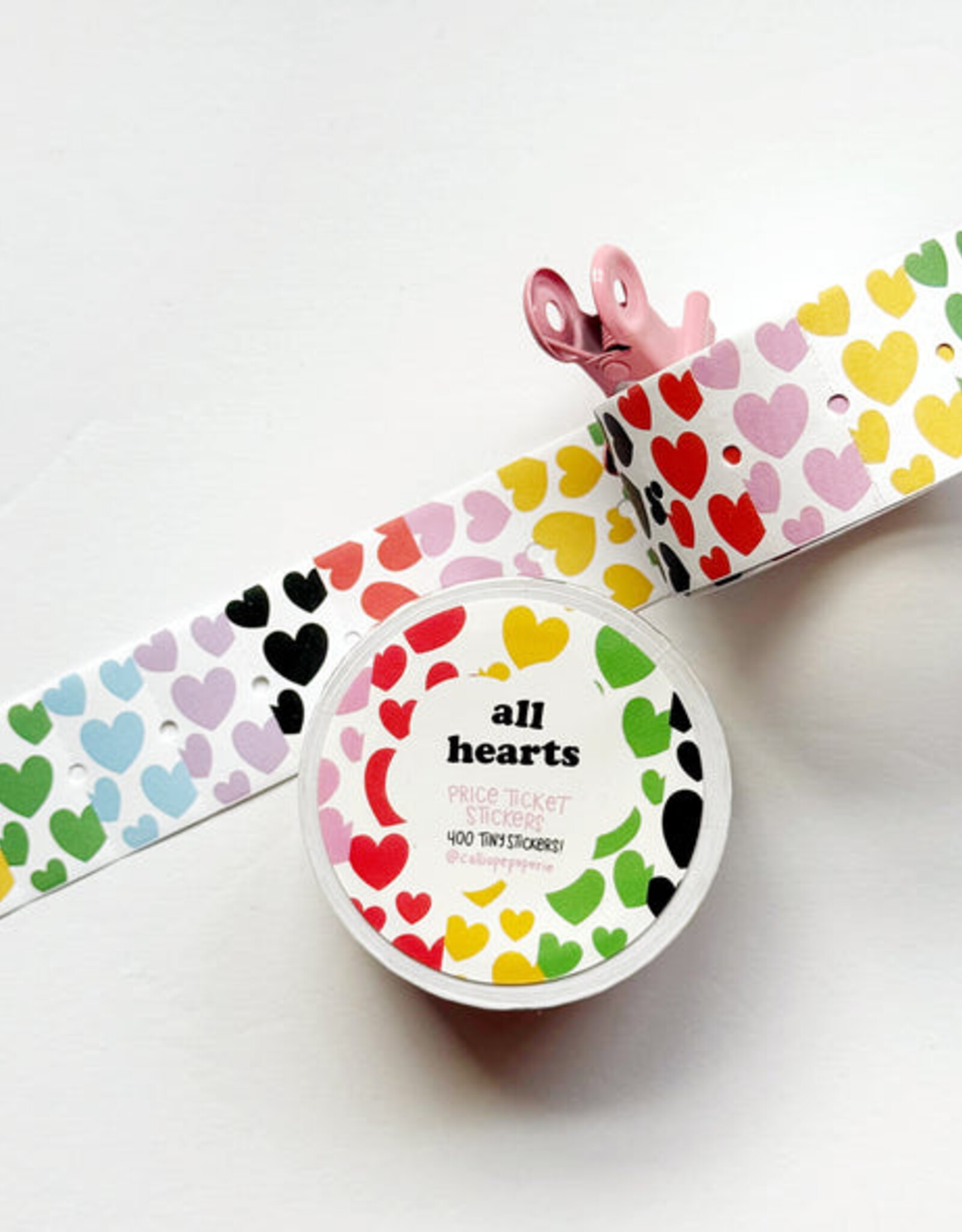 Calliope Pencil Factory Sticker Roll - Price Ticket All Hearts