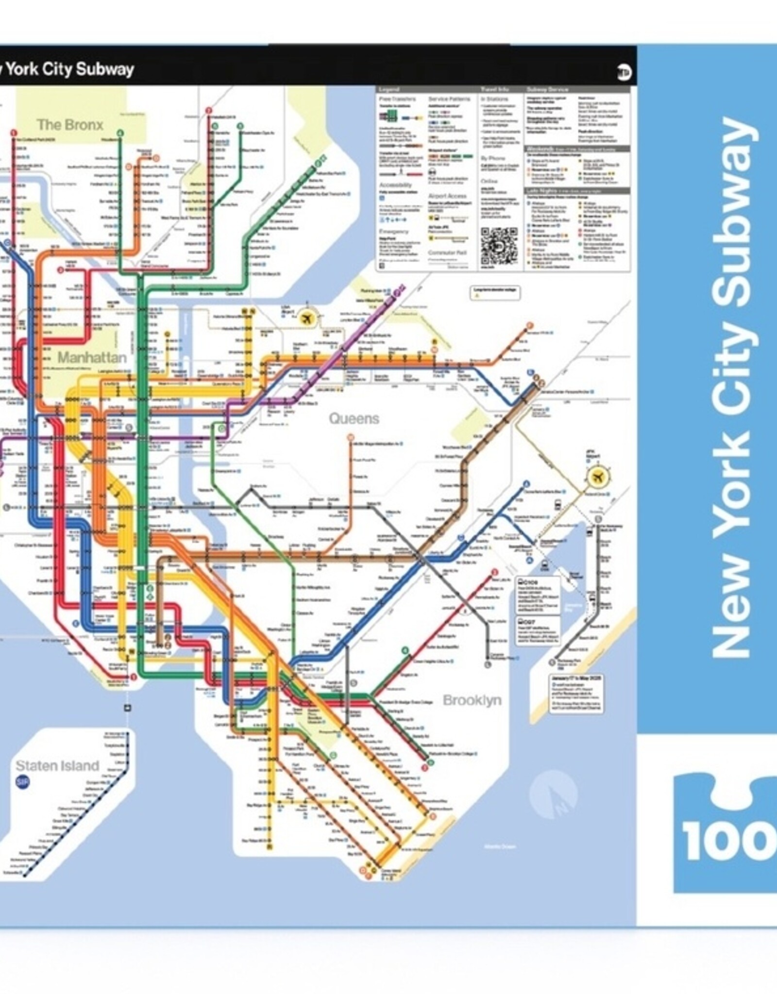 New York Puzzle Company Puzzle - Mini 100pc: MTA Subway Map