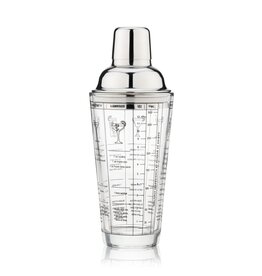 True Cocktail Shaker - 7 Recipe Glass & Stainless Steel