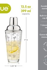 True Cocktail Shaker - 7 Recipe Glass & Stainless Steel