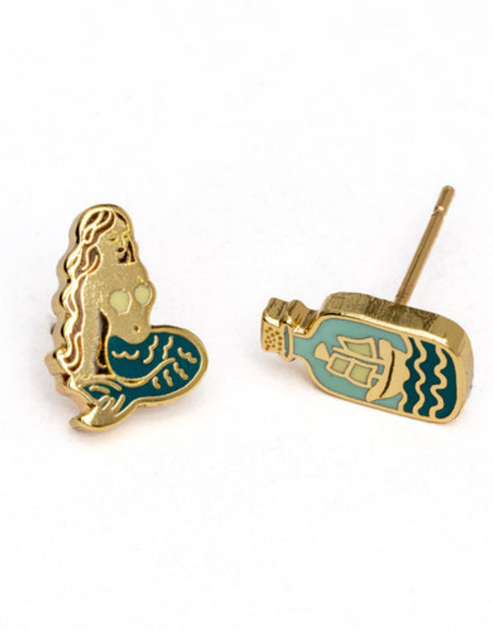 Yellow Owl Workshop Earrings - Stud: Mermaid and Bottle