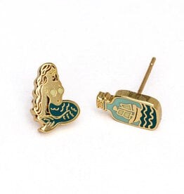 Yellow Owl Workshop Earrings - Stud: Mermaid and Bottle