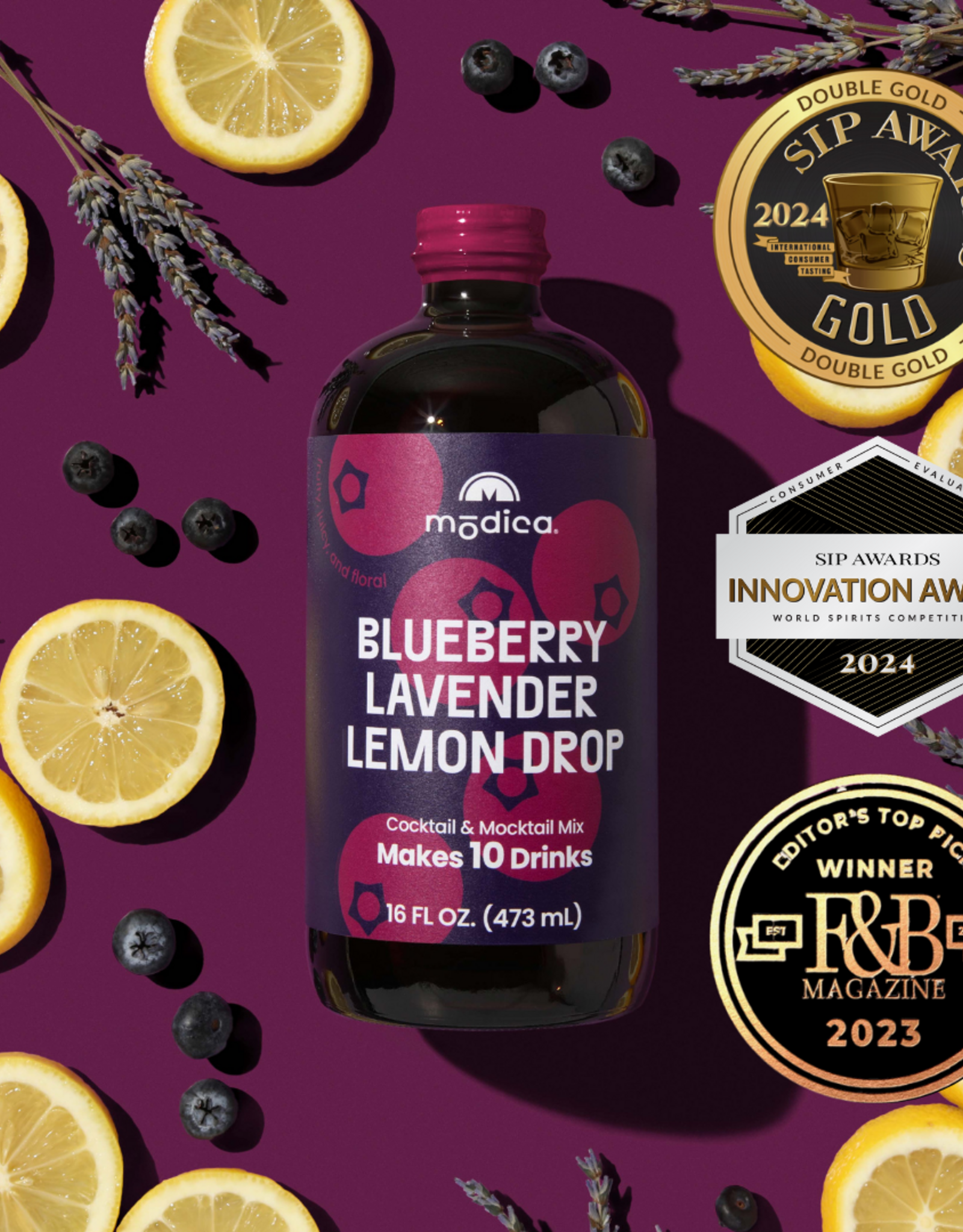 Modica Cocktail & Mocktail Mixer - Blueberry Lavender Lemon Drop