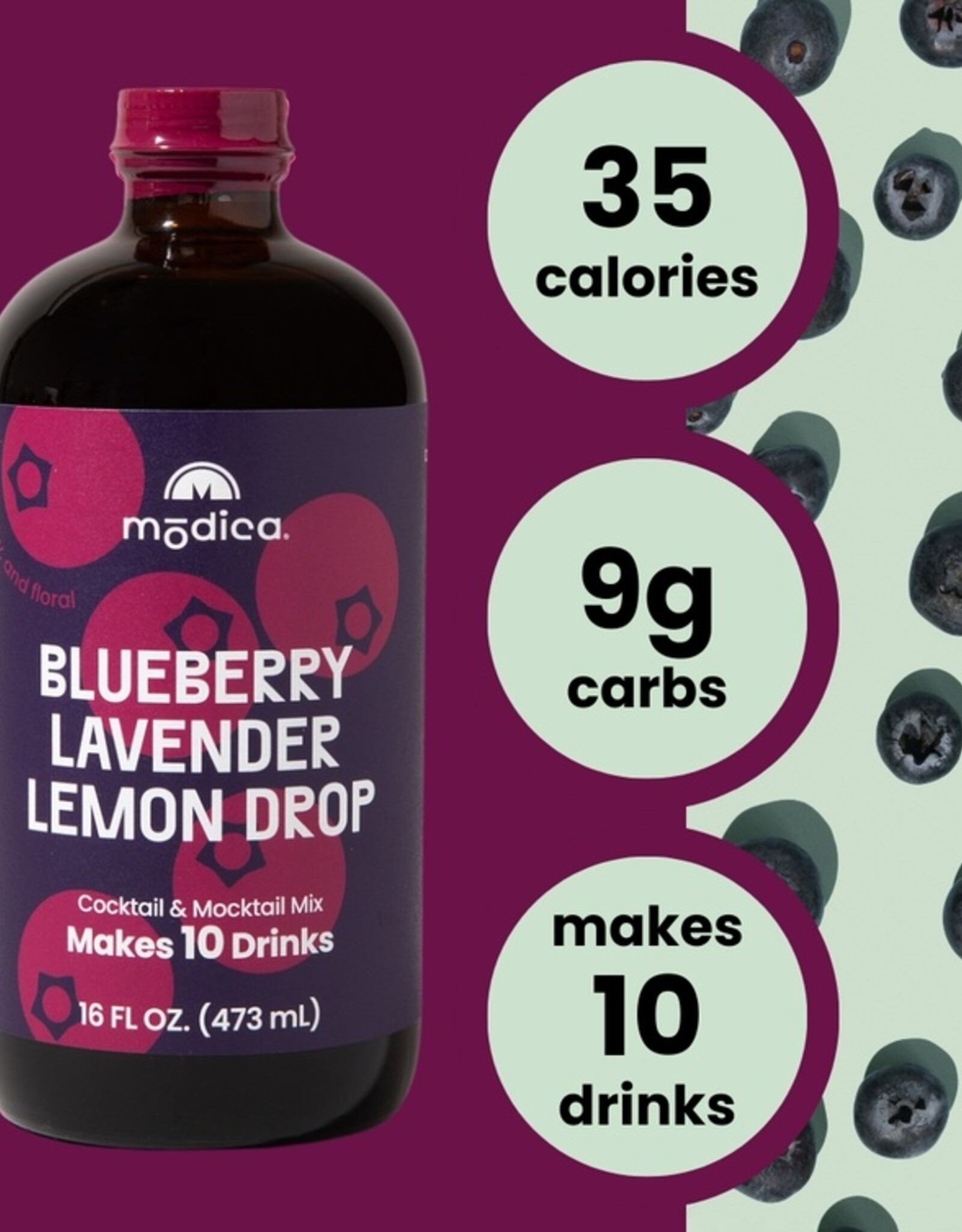Modica Cocktail & Mocktail Mixer - Blueberry Lavender Lemon Drop