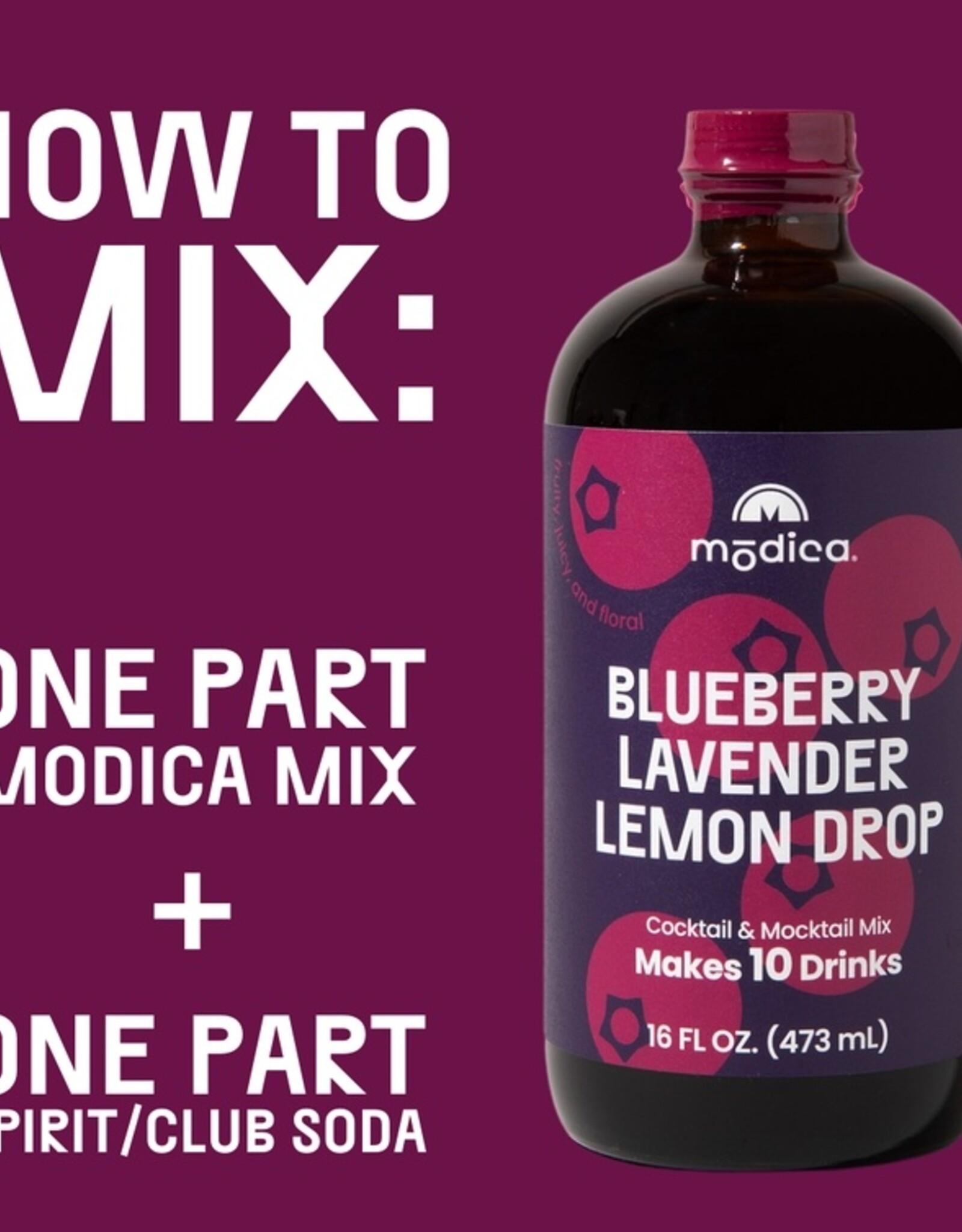 Modica Cocktail & Mocktail Mixer - Blueberry Lavender Lemon Drop